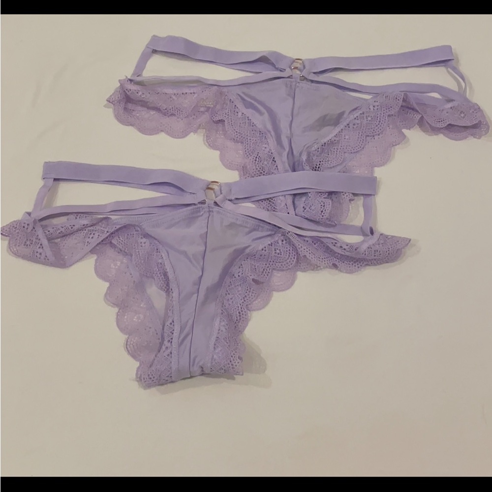 NEW WITH TAGS VICTORIA’S SECRET 2 PK SIZE S PURPLE SEXY PANTIES WITH RING DETAIL